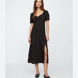 EUC Gap Floral Black Midi Dress